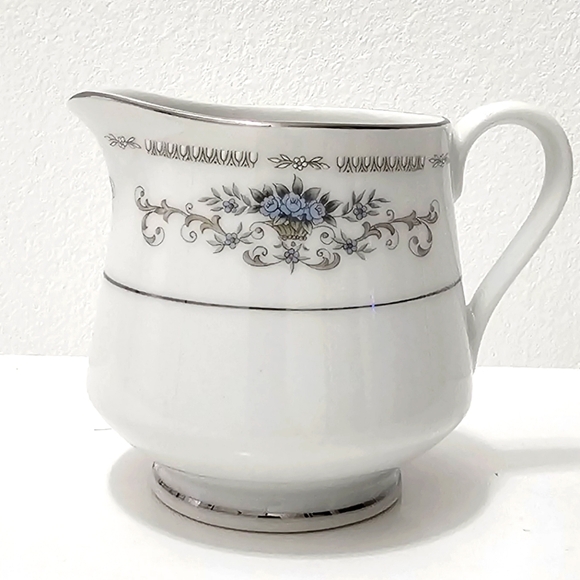 Diane by Fine China of Japan Blue Flower Scrolls - Creamer - Picture 3 of 15